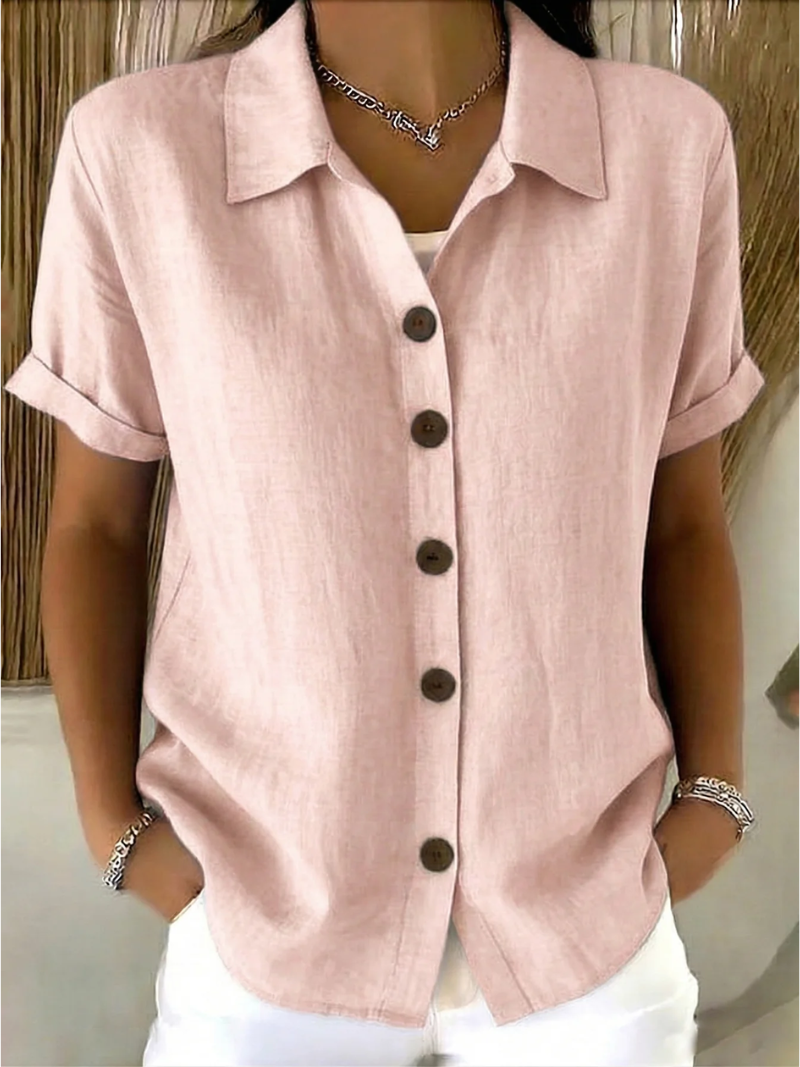 Seraphina – Klassische Baumwollbluse mit Knopfleiste