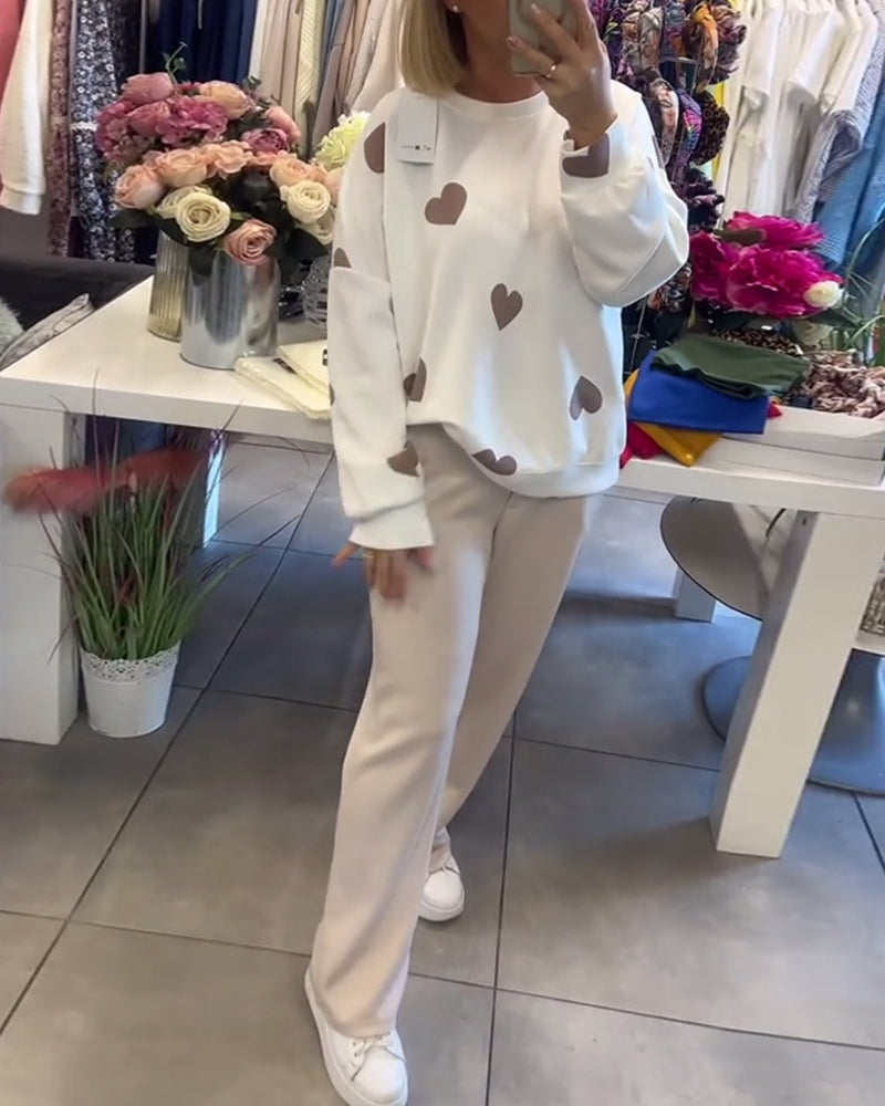 Miley – Pullover aus Baumwollmix mit Herz-Print