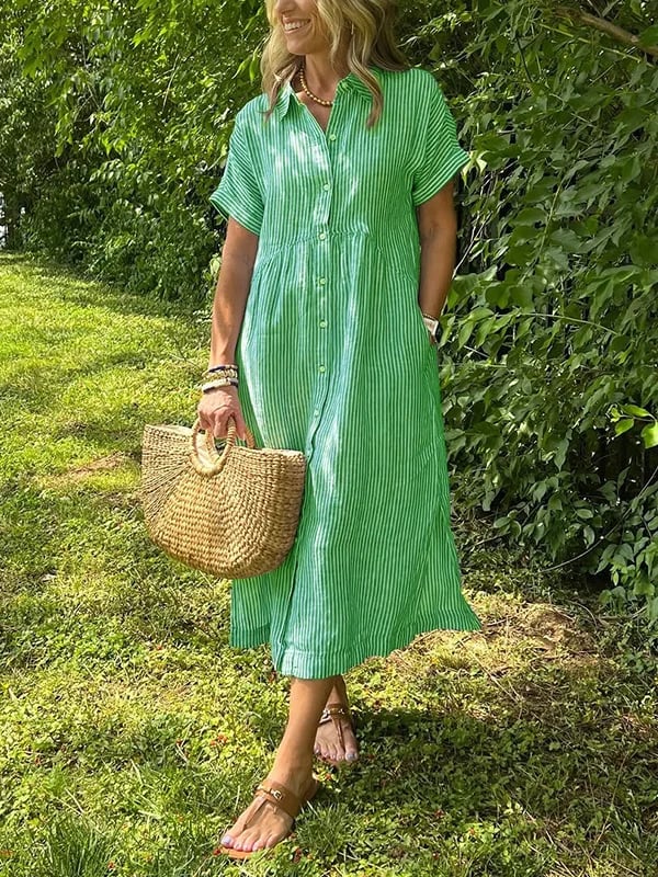 Anjie – Geknöpftes Baumwoll-Maxikleid