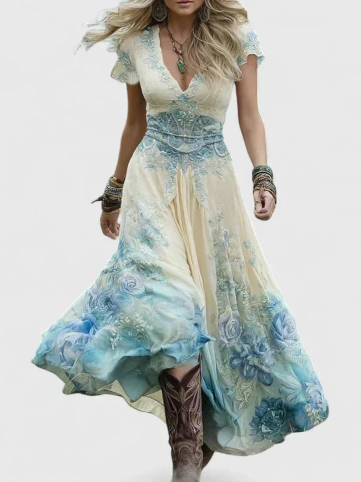 Cindy - Elegantes florales Maxikleid