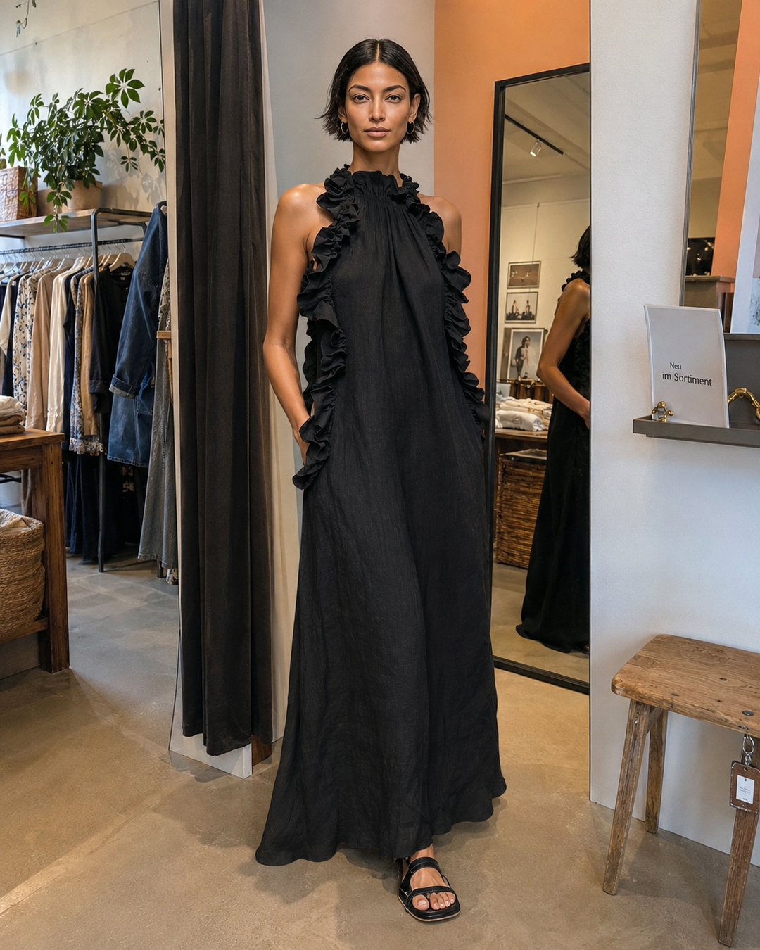 Darlene – Ärmelloses Maxi-Leinenkleid