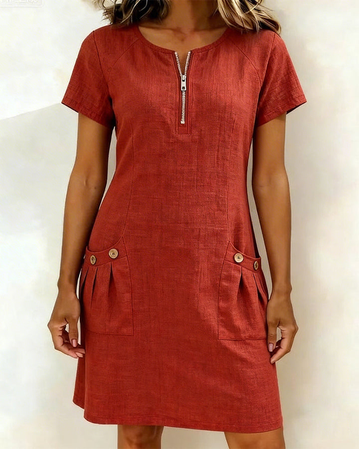 Vania - Baumwollkleid mit Reißverschlusstasche