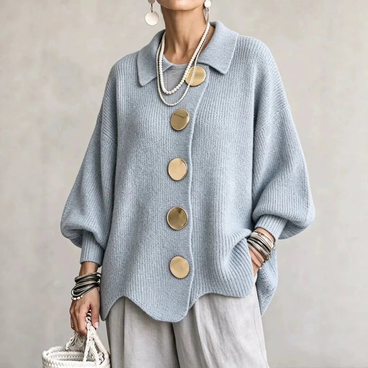 Karina - Oversize-Strickjacke mit Kragen und Knöpfen