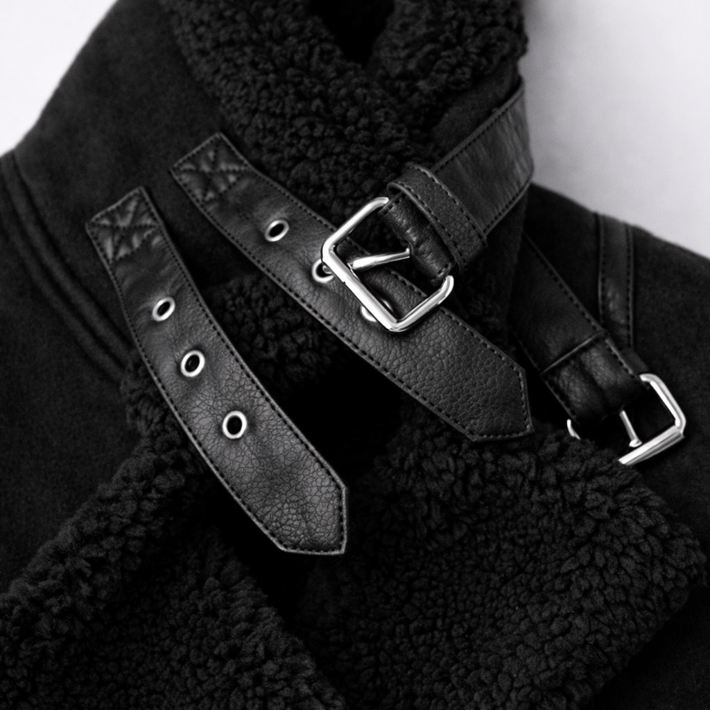 Aurelia – Fliegerjacke aus Veloursleder mit Lammfellbesatz
