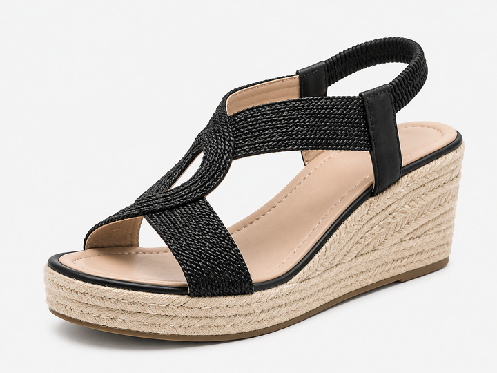 Helga - Geflochtene Keilsandalen für den Sommer