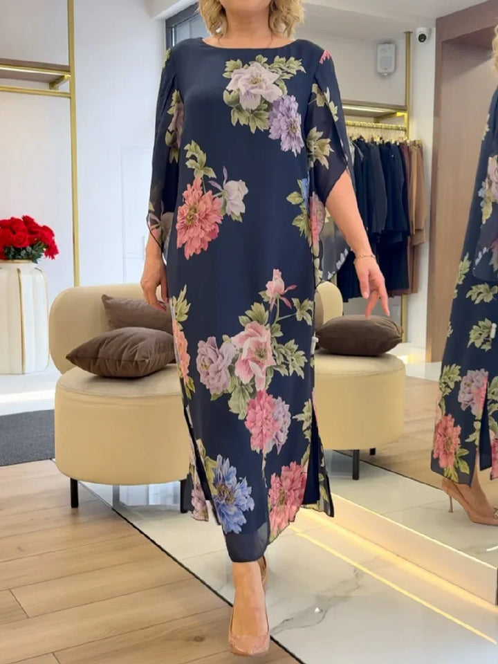 Saylor - Leichtes florales Chiffon-Maxikleid
