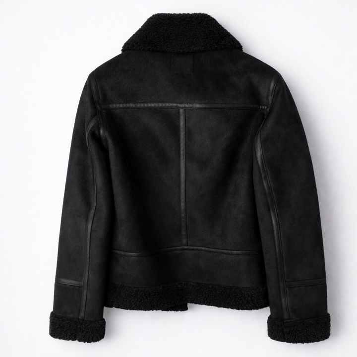 Aurelia – Fliegerjacke aus Veloursleder mit Lammfellbesatz