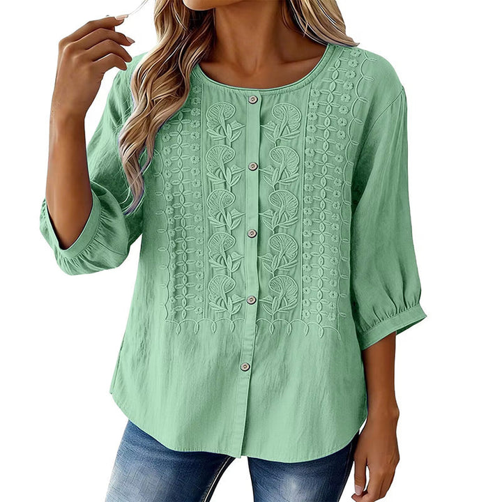 Lorrie - Bluse aus bestickter Baumwolle und Leinen