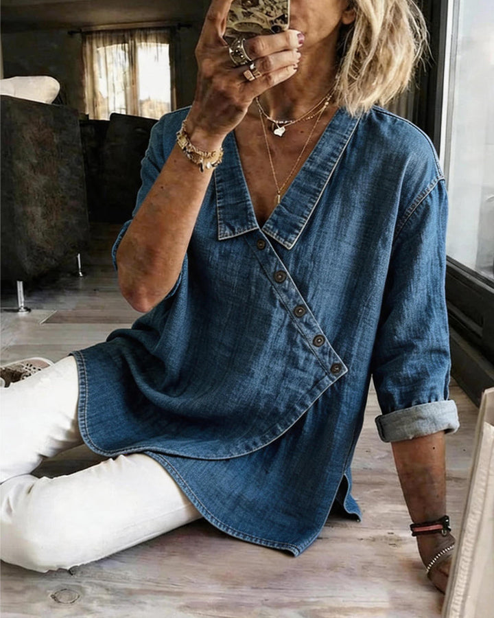 Veronica – Jeansbluse mit Knopfleiste