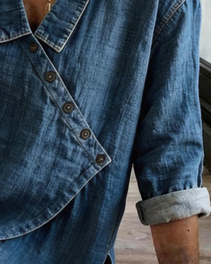 Veronica – Jeansbluse mit Knopfleiste