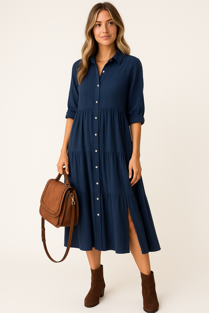 Lena - Luxuriöses Hemdblusenkleid mit Rüschen