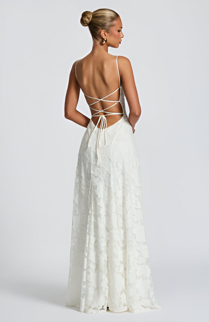 Deena – Langes Spitzen-Bustierkleid