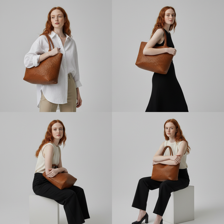 Rissa – Handgeflochtene Ledertasche