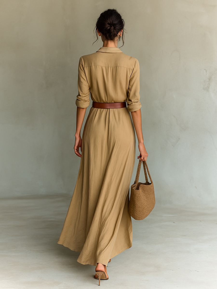 Conie – Langes Maxikleid mit Reverskragen
