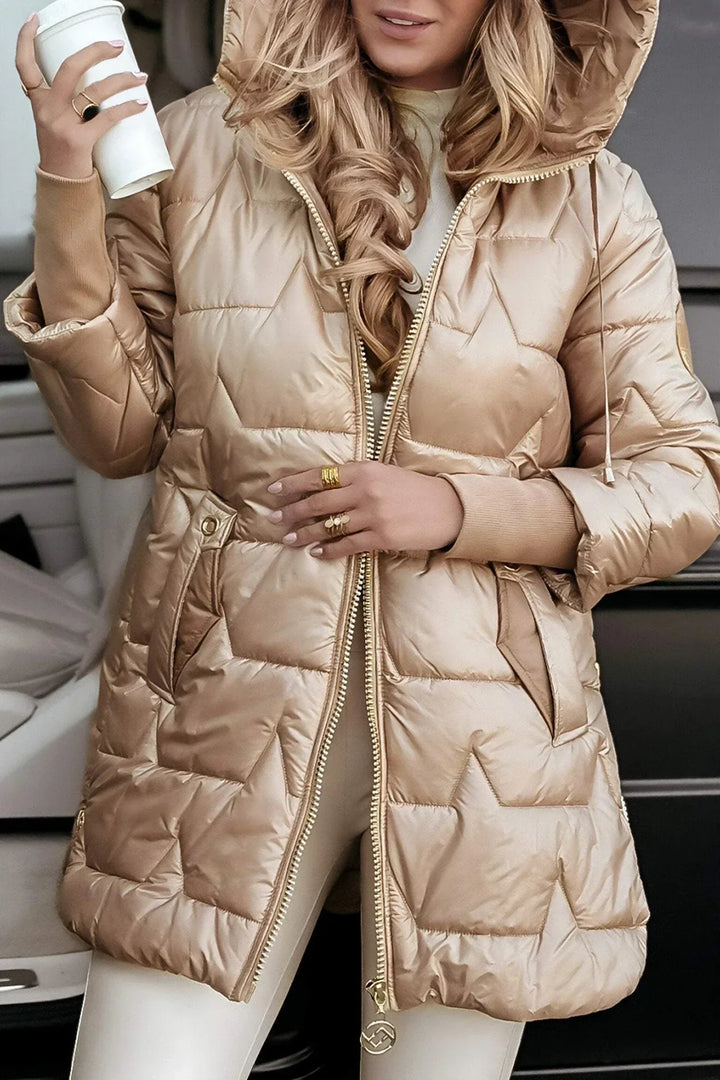 Wilma – Eleganter Wintermantel mit Kapuze und Wattierung
