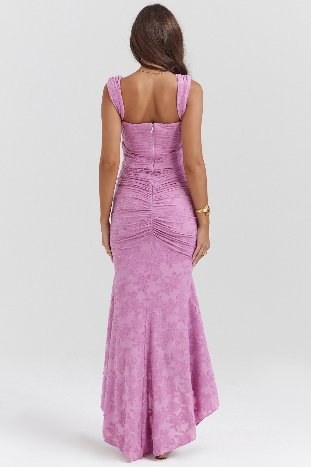 Noemi – Maxi-Kleid aus Spitze mit Drapierung