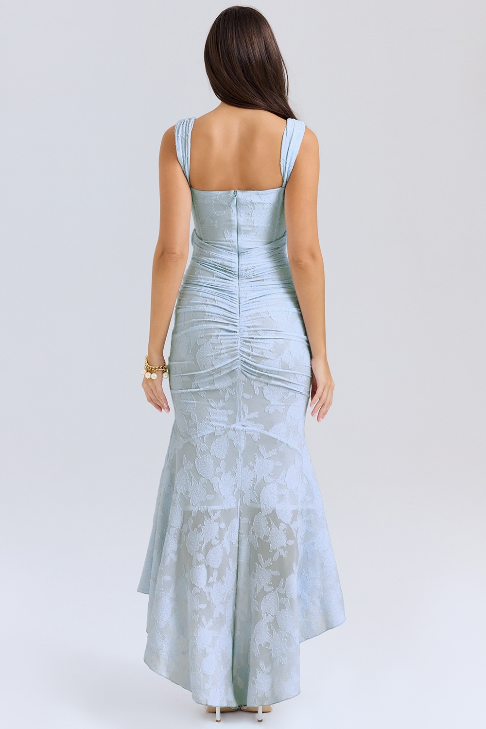 Noemi – Maxi-Kleid aus Spitze mit Drapierung