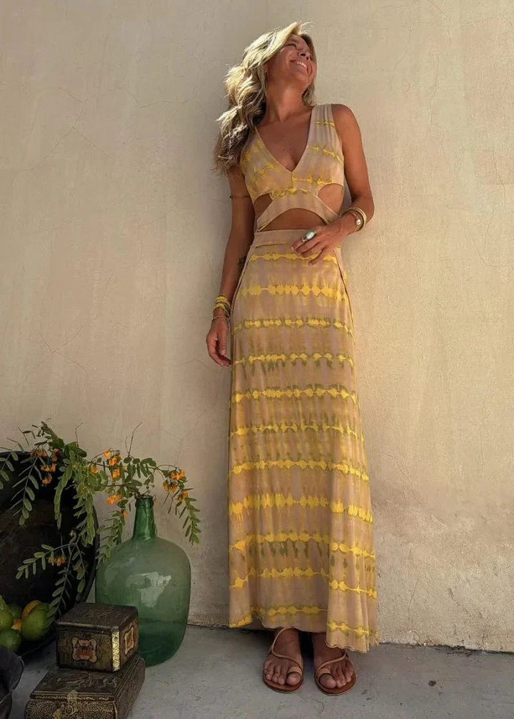 Yssa – Maxi-Wickelkleid mit Batikmuster