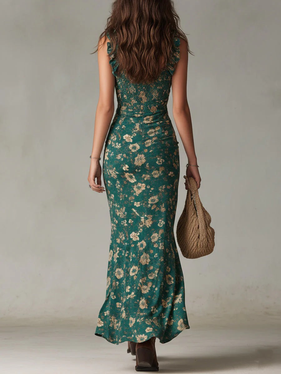 Kayla - Boho-Retro-Maxikleid mit Schlitz