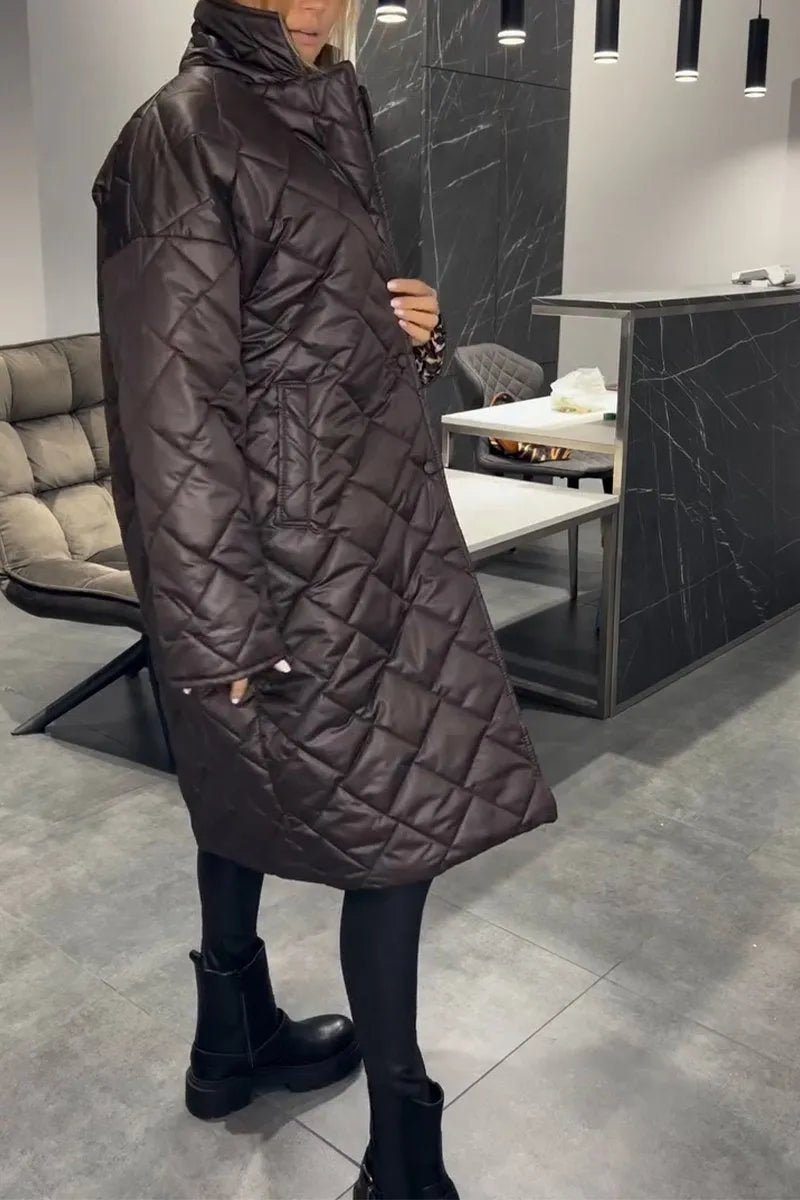 Kendall – Gesteppter mittellanger Mantel mit Leopardenfutter