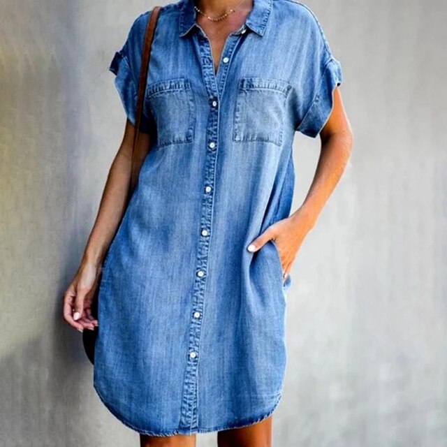 Lena – Modernes Jeans-Hemdkleid