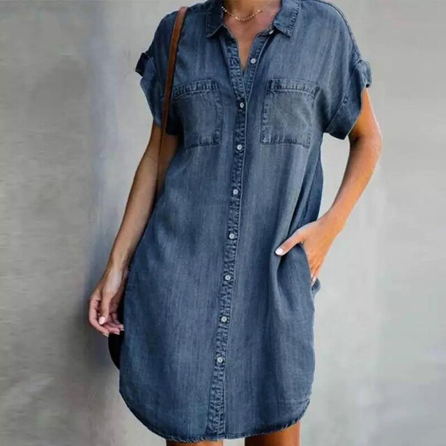 Lena – Modernes Jeans-Hemdkleid