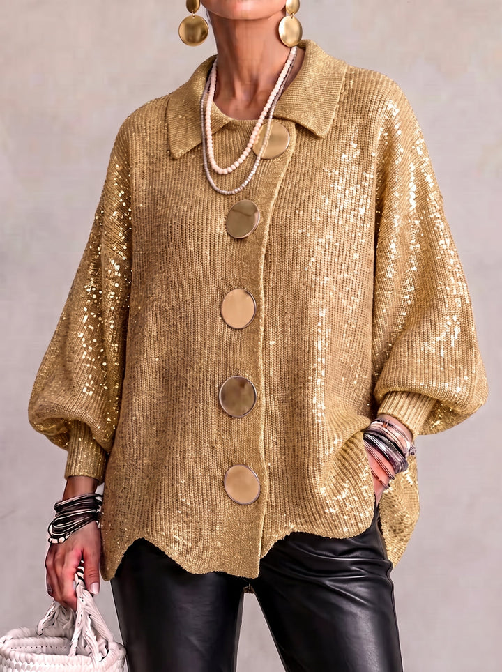 Karina - Oversize-Strickjacke mit Kragen und Knöpfen