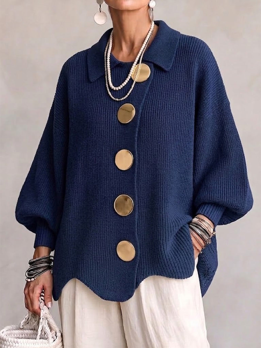 Karina - Oversize-Strickjacke mit Kragen und Knöpfen