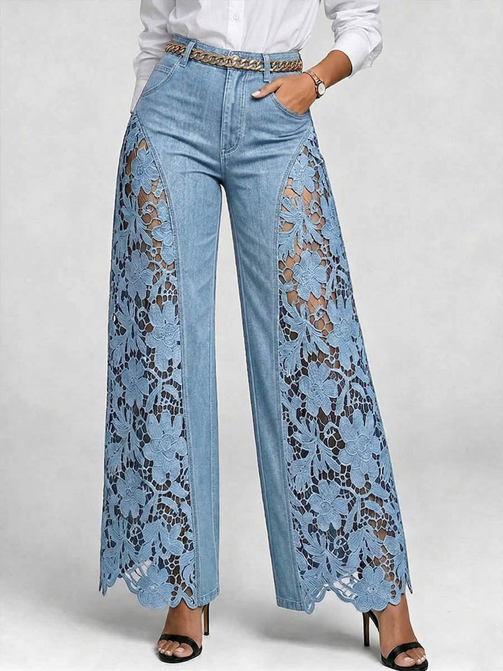 Michaela – Bestickte Jeans mit weitem Bein