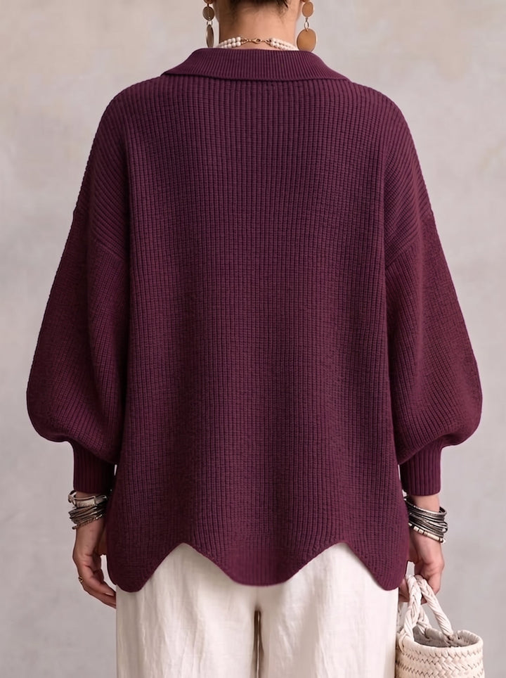 Karina - Oversize-Strickjacke mit Kragen und Knöpfen