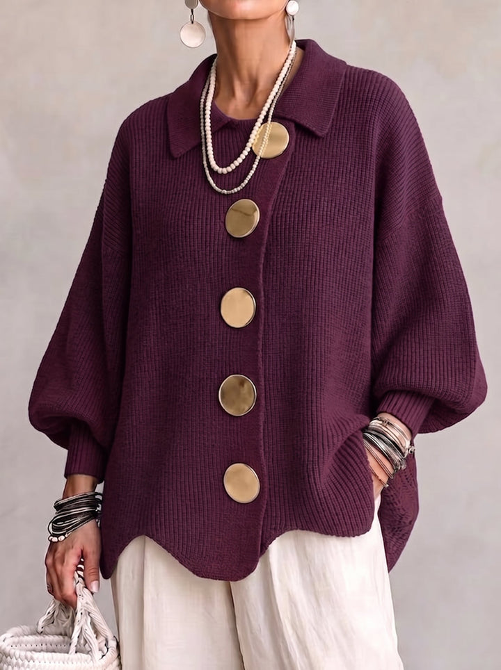 Karina - Oversize-Strickjacke mit Kragen und Knöpfen