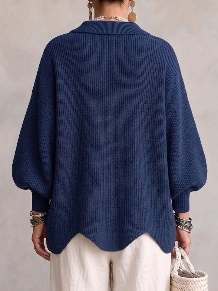 Karina - Oversize-Strickjacke mit Kragen und Knöpfen
