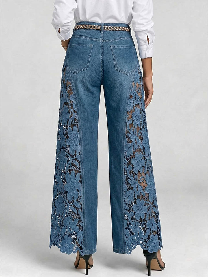 Michaela – Bestickte Jeans mit weitem Bein
