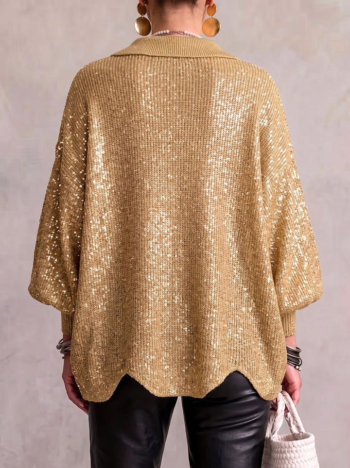 Karina - Oversize-Strickjacke mit Kragen und Knöpfen
