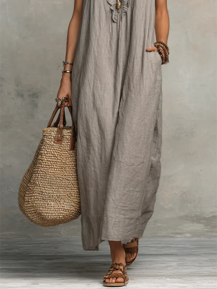 Carmella – Boho-Maxikleid aus Leinen-Baumwoll-Mix