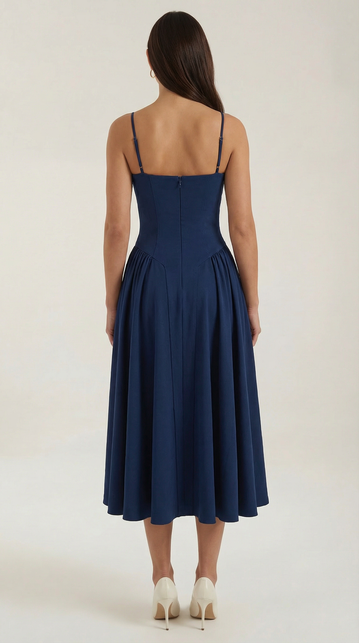 Patrice – Midikleid mit Blumenmuster und Korsett-Design