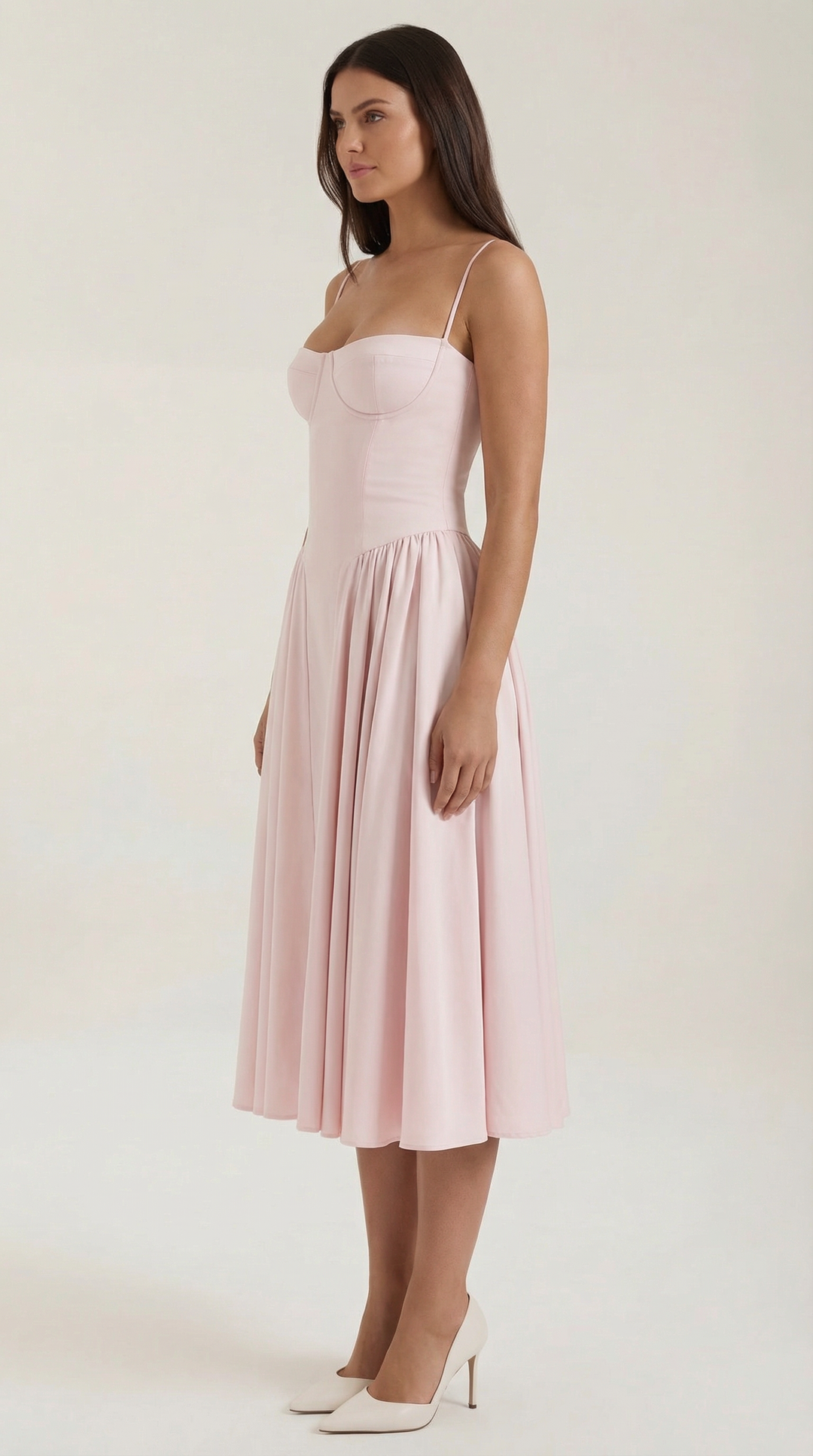 Patrice – Midikleid mit Blumenmuster und Korsett-Design