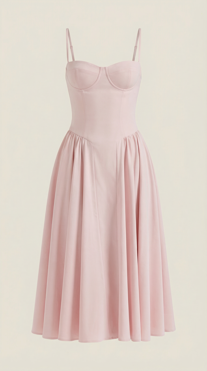 Patrice – Midikleid mit Blumenmuster und Korsett-Design