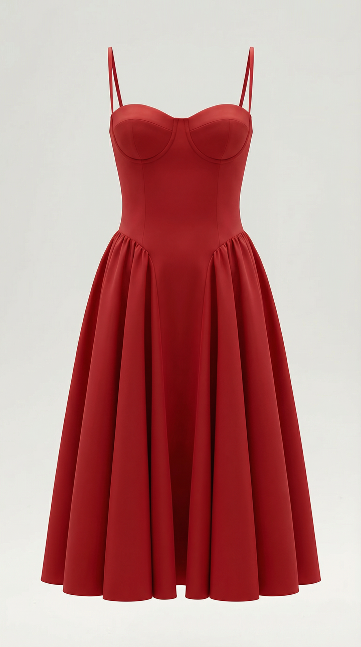 Patrice – Midikleid mit Blumenmuster und Korsett-Design