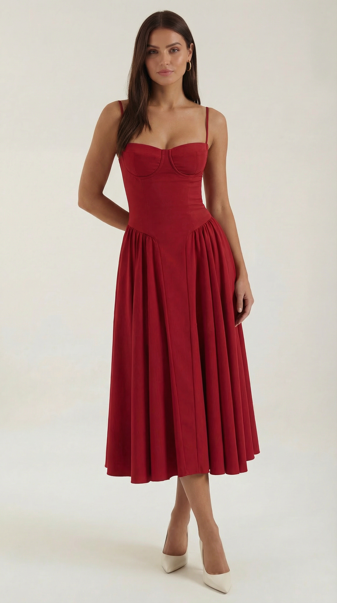 Patrice – Midikleid mit Blumenmuster und Korsett-Design