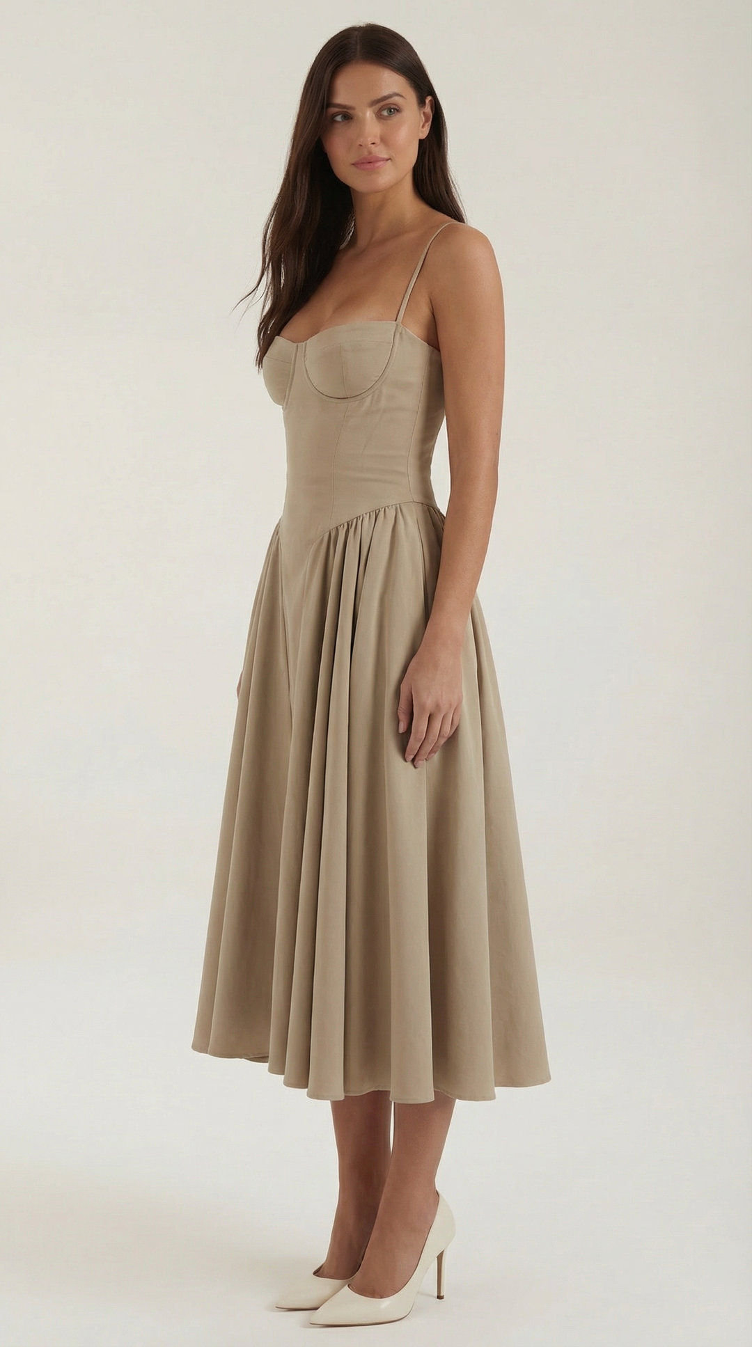 Patrice – Midikleid mit Blumenmuster und Korsett-Design