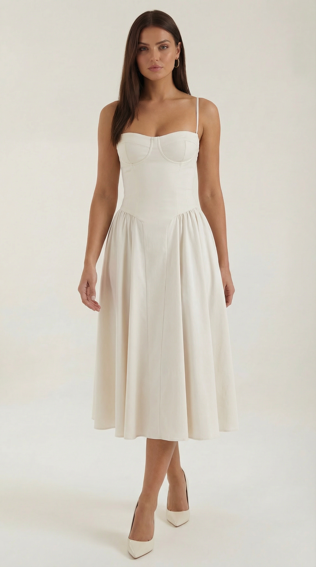 Patrice – Midikleid mit Blumenmuster und Korsett-Design