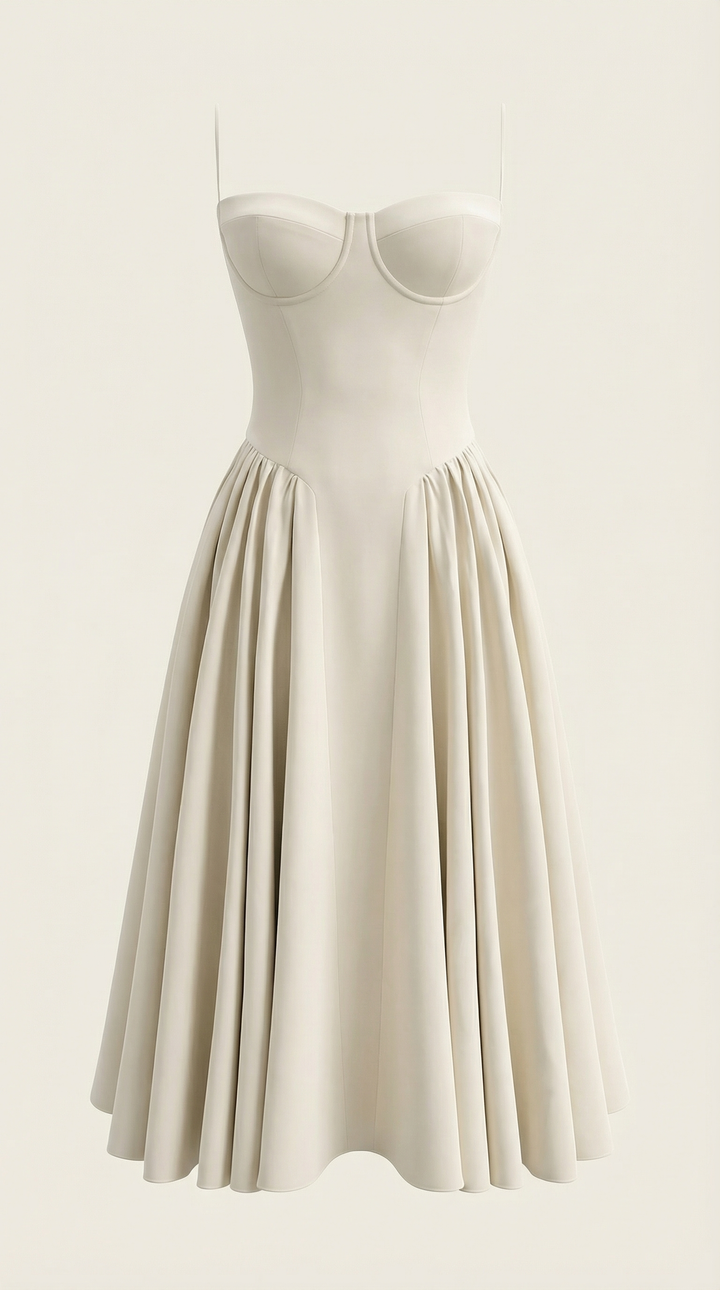 Patrice – Midikleid mit Blumenmuster und Korsett-Design