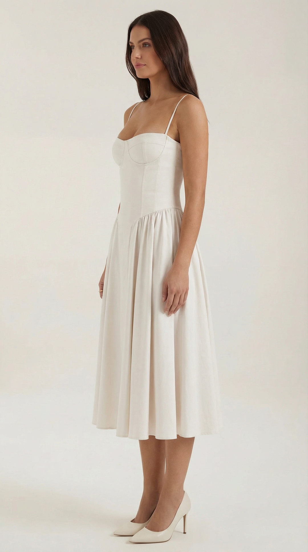 Patrice – Midikleid mit Blumenmuster und Korsett-Design
