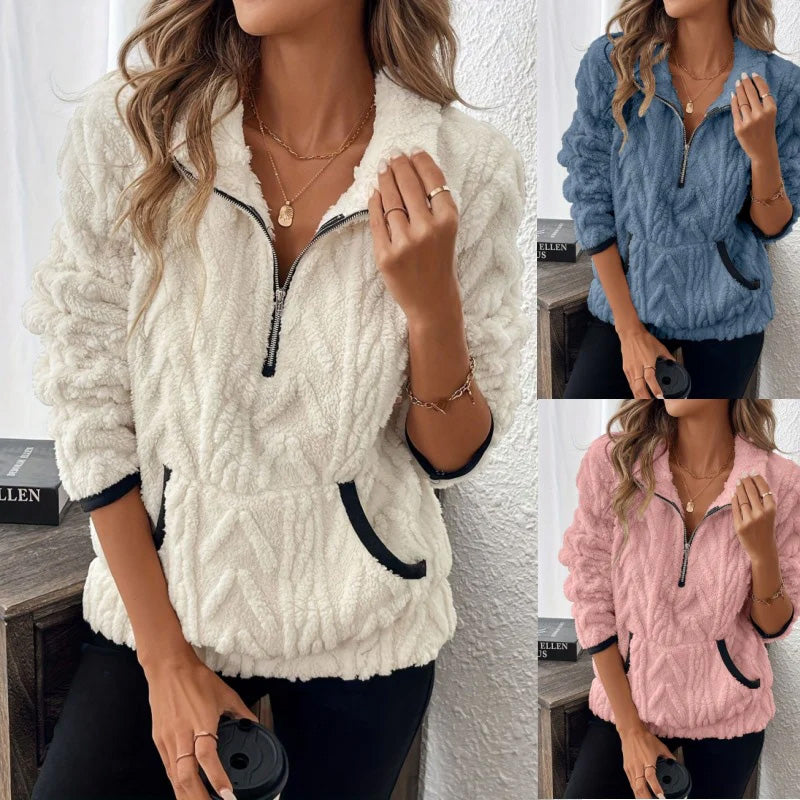 Briella – Flauschiges Half-Zip-Sweatshirt mit Taschen