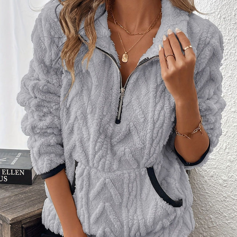 Briella – Flauschiges Half-Zip-Sweatshirt mit Taschen