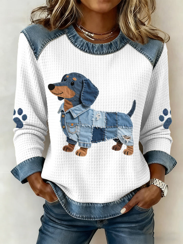 Asha – Langarmshirt aus Patchwork-Denim