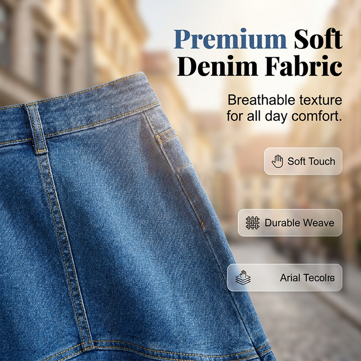 Sia – Hoch taillierter Denim-Midirock
