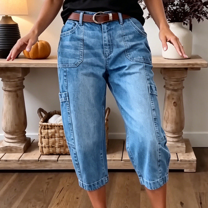 Keisha – Verkürzte Stretch-Cargojeans