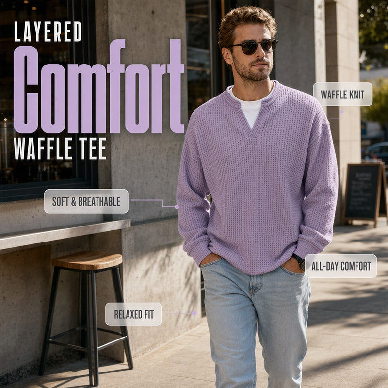 Corbin – Strukturierter Waffelstrick-Pullover mit Mock-Layer-Optik